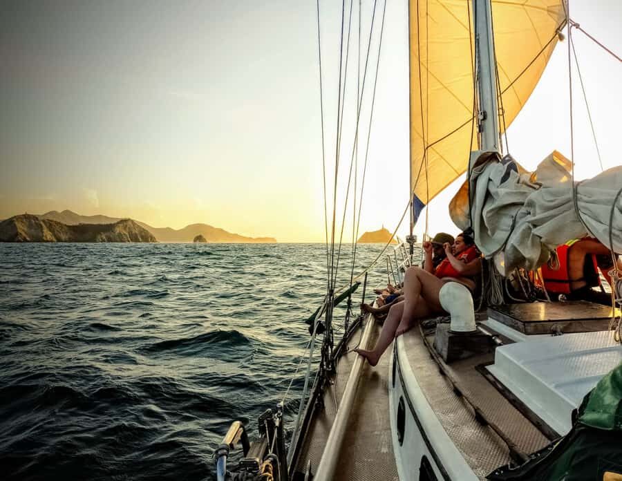 Santa Marta Bay: Sunset on a sail boat - A Classic 38-Foot Sailboat in Santa Marta Bay